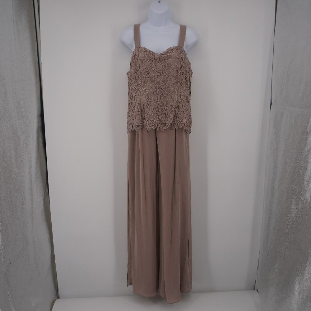 Marina Women NWOT Square Neck Sleeveless Embroidered Mesh Top Zipper Back Romper
